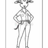 A cartoon goat character standing with hands on hips, wearing a short-sleeved button-up shirt with two pockets, trousers, and sandals. The image is outlined in black and is designed for coloring.