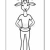 A cartoon goat character standing upright with its hands on its hips, wearing a t-shirt and pants, set against a blank background.