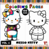 Hello Kitty coloring pages featuring two designs: one colorful and one simple outline, promoting artcoloringpage.com and cozy coloring book themes.