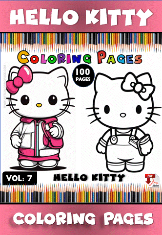 Hello Kitty coloring page featuring two adorable characters with different outfits, suitable for a cozy coloring book. Visit artcoloringpage.com for cozy coloring pages.