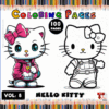 Hello Kitty coloring pages featuring two playful images, suitable for a cozy coloring book from artcoloringpage.com.