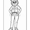 A cartoon owl character standing upright, wearing a button-up shirt, tie, and pants, with hands on hips. The owl has large eyes and a distinct feathered hairstyle, outlined in black and white for coloring.