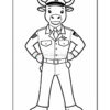 A cartoon cow character dressed as a pilot, wearing an aviation uniform with shoulder epaulets, a tie, and a belt, standing confidently with hands on hips against a white background.