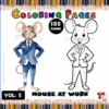 Two cartoon mice, one in a business suit and the other as an outline for coloring, titled