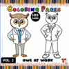 Owl coloring page from artcoloringpage.com featuring two owls in suits, ideal for a cozy coloring book.
