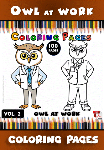 Owl coloring page from artcoloringpage.com featuring two owls in suits, ideal for a cozy coloring book.