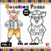 A cartoon pig in overalls on the left side and a pig in a police uniform on the right, with a title banner above.