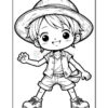 A cartoon-style young boy with short hair, wearing a wide-brimmed hat, a short-sleeved shirt, shorts, and sneakers, posing playfully with one hand raised and a cheerful expression.