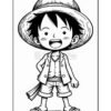 A cartoon character with a wide smile, wearing a large straw hat, a short-sleeved shirt, shorts, and sandals, standing casually with one hand on his hip.