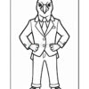 A cartoon depiction of a bird character in a suit, standing confidently with arms crossed, featuring a detailed avian head and sharp features, against a plain background.