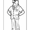 A stylized cartoon character of a bird, resembling a falcon, standing confidently in a suit and tie, with its wings placed on its hips, set against a blank background.