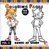 Coloring page featuring Sonic characters with a playful design, promoting a cozy coloring book and pages from artcoloringpage.com.