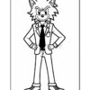A cartoon character resembling a wolf in a suit, standing confidently with arms crossed. The character has spiky hair, a mischievous grin, and is wearing a tie and shoes, set against a blank background.