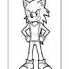 A cartoon wolf-like character with an assertive expression, standing confidently with arms crossed. The character has spiky fur, large ears, and is dressed in a simple shirt and pants with oversized shoes.
