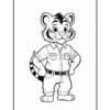 A cartoon tiger character standing confidently with its hands on its hips, wearing a button-up shirt and pants, set against a blank background.