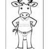 A cartoon cow character standing upright with arms crossed, wearing a collared shirt and trousers. The cow has a playful expression, short ears, and a tuft of hair on its head.