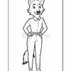 A cartoon-style, line-drawn anthropomorphic fox character standing with hands on hips, wearing a button-up shirt, jeans, and sneakers, set against a plain background.