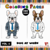Coloring page featuring cartoon dogs in business suits, promoting artcoloringpage.com for cozy coloring book and cozy coloring pages.