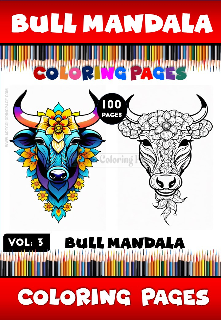 Bull Skull Mandala Coloring Book Vol. 3 – Bold and Creative Coloring Fun