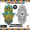 Lotus Hamsa Hand of Fatima mandala coloring pages, featuring intricate designs in a colorful layout for artcoloringpage.com.