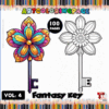 Coloring pages from artcoloringpage.com featuring a detailed fantasy key design for a coloring book, showcasing intricate floral elements.