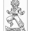 A line art illustration of a muscular character with spiky hair, wearing a sleeveless shirt and baggy pants, posed in a fighting stance. The character is from the 'Dragon Ball' series, with the title 'DRAGON BALL' featured prominently at the bottom.