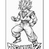 A black and white illustration of a muscular character from Dragon Ball Z, striking a powerful pose with spiky hair, wearing a sleeveless gi and wristbands, with the text 'DRAGONBALL Z' at the bottom of the image.
