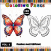 Coloring pages featuring a butterfly design from a cozy coloring book, with the title 