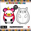 Two adorable Squishmallow characters, one a colorful panda and the other a fluffy animal, feature on a cozy coloring page from artcoloringpage.com.