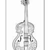 A decorative illustration of a violin featuring intricate floral designs on its body, viewed from the front.