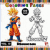 Coloring page featuring Dragon Ball Z characters with vibrant illustrations, highlighting options for cozy coloring pages at artcoloringpage.com.