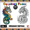 Dragon tattoo coloring pages featuring colorful designs and intricate line art, available in a cozy coloring book format at artcoloringpage.com.