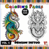 Dragon tattoo coloring pages featuring vibrant designs, part of a cozy coloring book series from artcoloringpage.com.