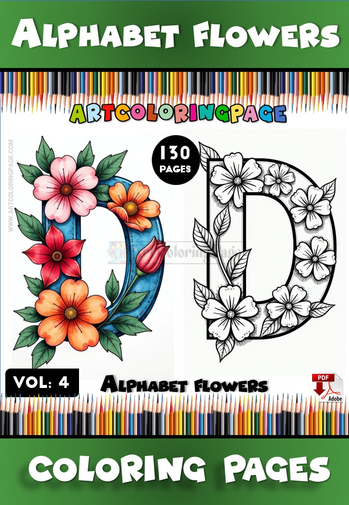 Flower Alphabet Pictures to Color Vol. 4 – Creative and Relaxing Fun