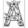 A decorative uppercase letter 'A' filled with intricate line drawings of flowers and leaves, against a white background.