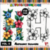 Floral-themed alphabet coloring page featuring a vibrant letter H surrounded by colorful flowers, promoting artcoloringpage.com and cozy coloring pages.