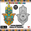 Lotus Hamsa Hand of Fatima coloring pages from the Mandala coloring book on artcoloringpage.com, featuring vibrant and intricate designs.