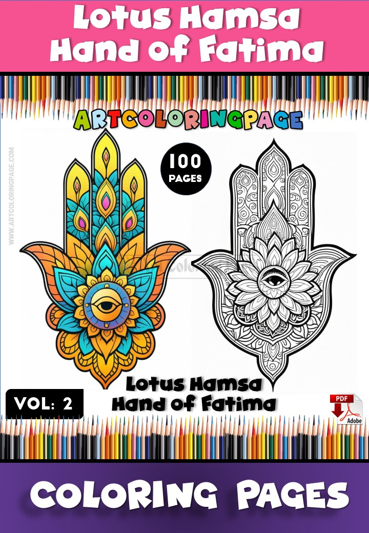 Hamsa Coloring Pages Vol. 2 – Relax, Create, and Connect with Symbolic Art