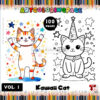 Kawaii Cat Coloring Pages Vol. 1 Adorable Fun for Cat LoversDiapositive1