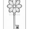 A decorative key shaped like a flower, featuring a large bloom at the top and a long shaft with an ornate design.
