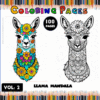 Llama mandala coloring pages featuring a colorful and intricate design, promoting artcoloringpage.com with a focus on coloring books.