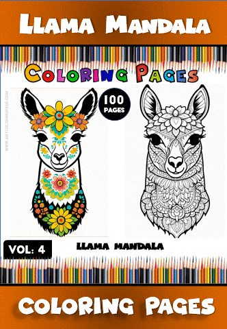 Llama mandala coloring pages featuring floral designs, suitable for coloring book enthusiasts from artcoloringpage.com.
