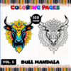 Coloring pages featuring intricate bull mandalas from the Mandala coloring book, perfect for relaxation on artcoloringpage.com.