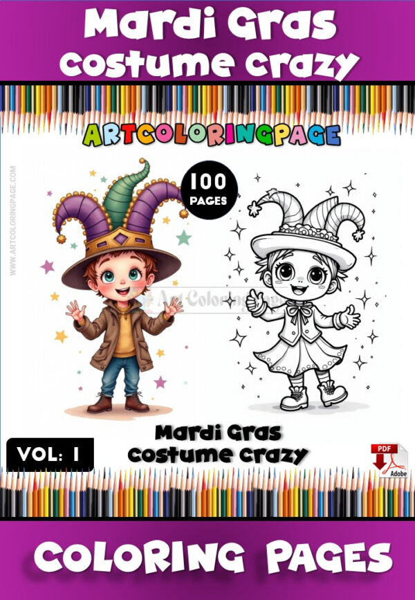Mardi Gras Colors for Kids Vol.1 – Fun and Festive Coloring Pages
