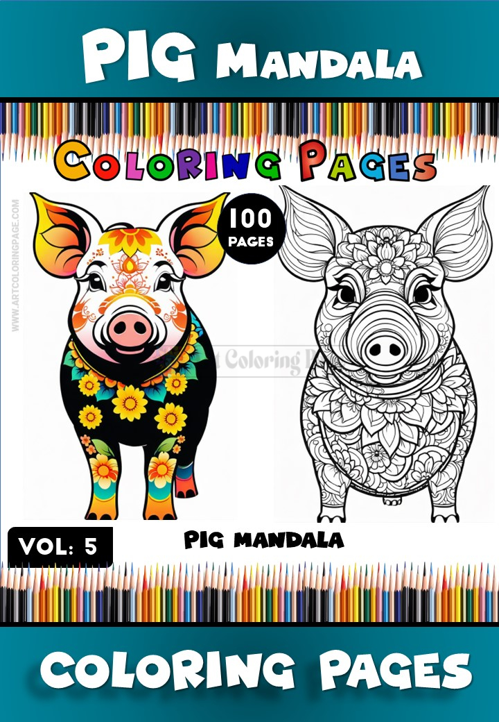 Pig Mandala Tattoo Vol. 5 – Unique and Creative Coloring Fun