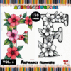 Alphabet flowers coloring page from artcoloringpage.com, featuring a cozy coloring book design with floral elements for relaxing creativity.