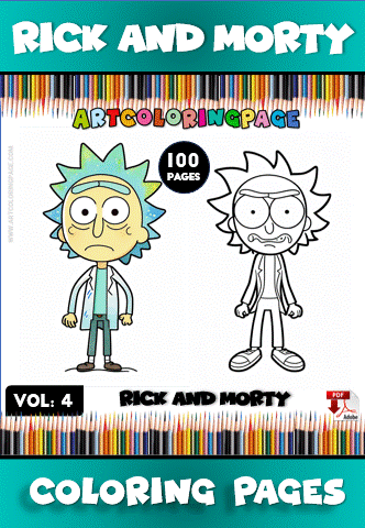 Coloring page featuring Rick and Morty characters with a playful design; part of artcoloringpage.com’s cozy coloring book series.
