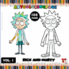 Rick and Morty coloring pages featuring detailed illustrations for a cozy coloring book, available at artcoloringpage.com.