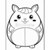 A cartoon-style outline illustration of a round, chubby animal character with a smiling face, large eyes, and oversized ears. The character has a striped pattern on its head and decorative elements on its side, resembling fun shapes, making it suitable for coloring activities. The image is set against a plain white background with a framed border.