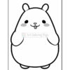 A cartoon-style, chubby hamster with a smiling face, small ears, and paws, set against a plain white background. It has round, expressive eyes and rosy cheeks, making it look cute and friendly.